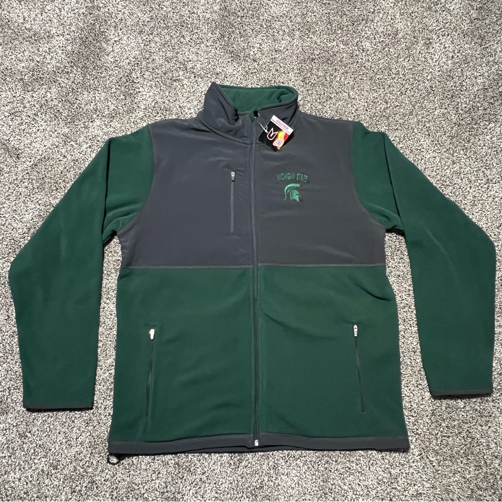 Michigan State Menâs Large Full-Zip Soft Fleece Jacket Embroidered Logo